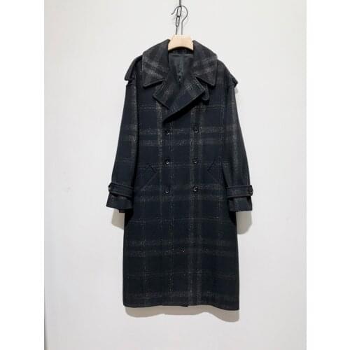 Quality End 10.21 High 2021 Autumn Winter New Fashion Plaid Long Wool Coat Women Temperament Double Breasted Cashmere Outerwear