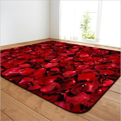 Rose Printing Valentines Day gift Large Area Carpet For Living Room 3D Home Decoration Bedroom Mats Bathroom Non-slip M Rugs