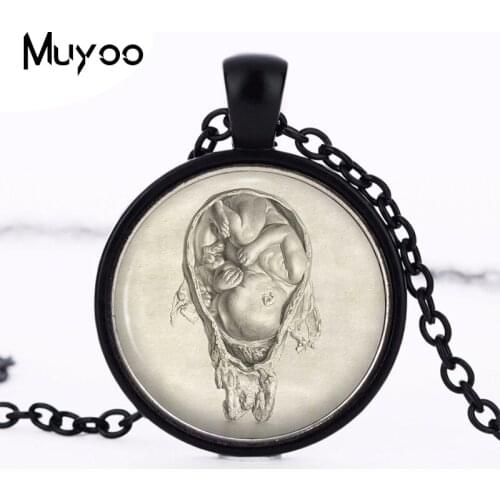 Leonardo Fetus Resin Necklace Pregnant Mom Pendant Artist Doctor Midwif Vintage Necklace Women Jewelry The Friend Gift HZ1