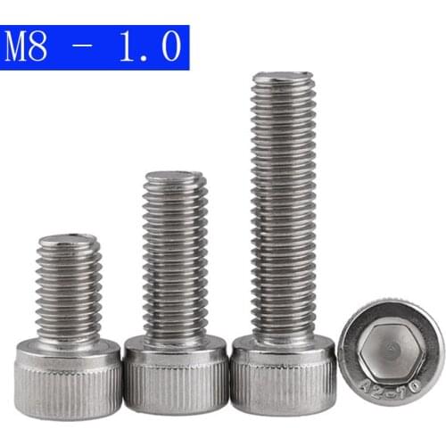 M8 - 1.0 ( 8mm ) Fine Thread 304 Stainless Steel Socket Head Caps Screws Metric DIN 912