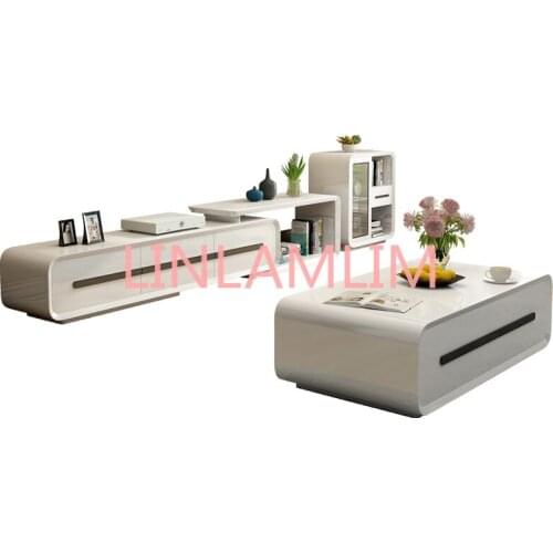 Minimalist designer wooden panel TV Stand modern Living Room tv monitor stand mueble tv cabinet + coffee cetro table + cabinet