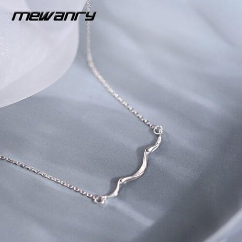 Mewanry Minimalist 925 Sterling Silver Clavicle Chain Necklace for Women New Trend Elegant Wavy Line Party Jewelry Lover Gifts