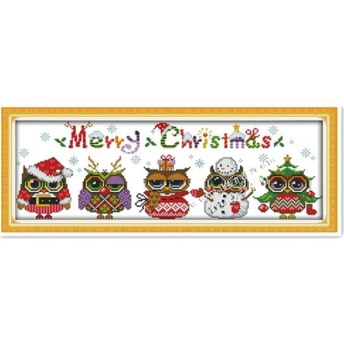 Cross stitch Christmas owl European small embroidery