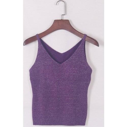 2017 New Women Sexy Bright Silk Knitted Vest Suspenders Slim Backing Provided Tight Elastic Solid Free Chest Ladies Sling D1