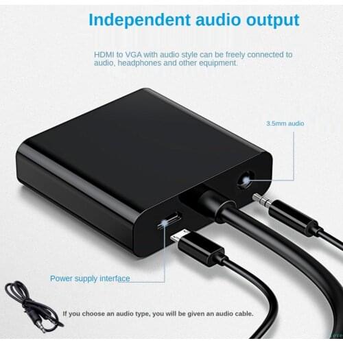 NEW HD 1080P With Audio Band Power HDMI To VGA Cable Converter HDMI Male To VGA Famale Converter Adapter For Tablet Laptop PC TV