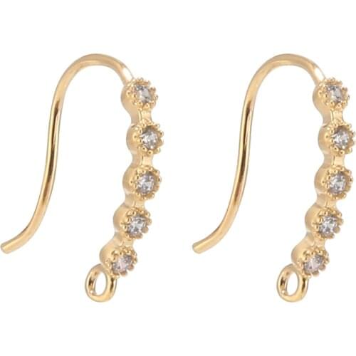 Wholesale 10pcs Gold Plated Brass CZ Paved Stud Posts Earring Hooks for DIY Earring Making