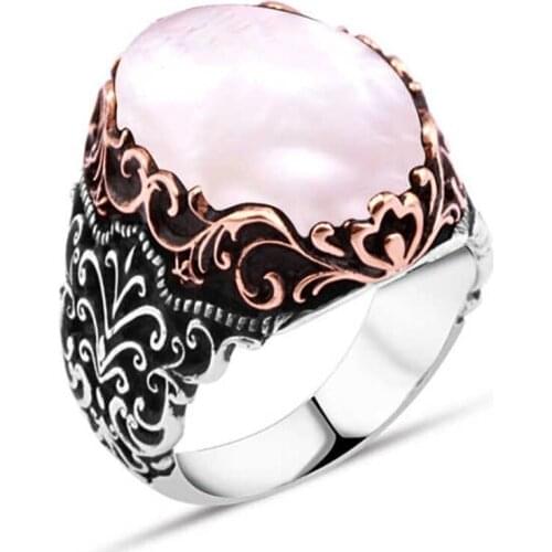 Mother of pearl Sterling Silver Men 'S Ring