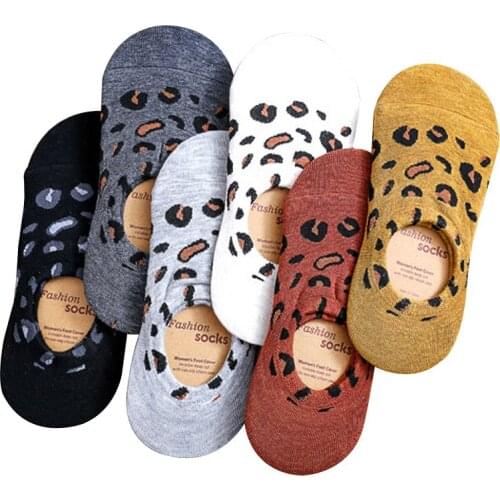 Personalized Leopard Women Boat Socks Comfortable Cotton Ankle Socks Female invisible Socks Fashion Wild Shallow Mouth Socks