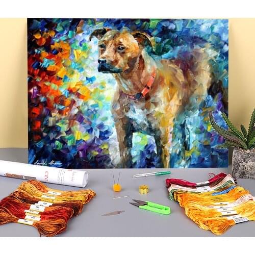 Best Friend Dog Printed Fabric 11CT Cross-Stitch Complete Kit DIY Embroidery DMC Threads Needlework Craft Painting Floss