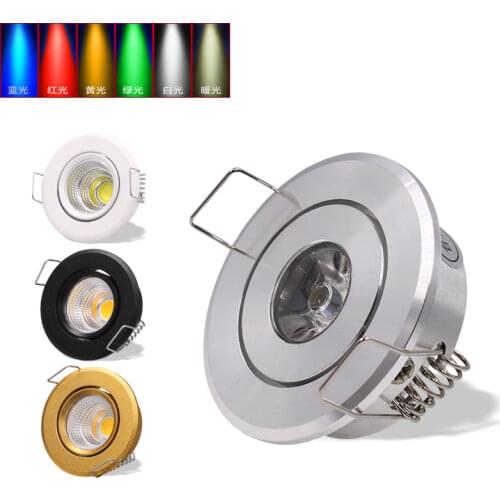 RGB LED Downlight 1W 3W COB Ceiling Spot Light White Black Silver Gold Small Lamp Red Green Blue light AC 85-265V+Drive