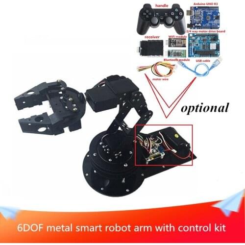 With Control Kit 6DOF Metal Smart Robot Arm+G3 Plastic Claw and Servo 360-degree All-metal Rotating Base DIY RC Toys for Arduino