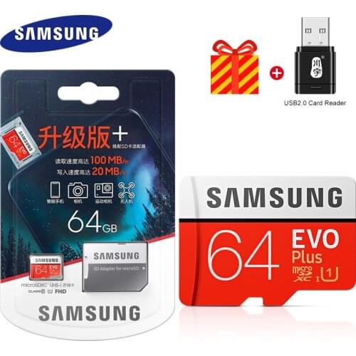 Samsung Memory Card 64GB 128GB 256GB Class 10 Microsd TF Card U3 EVO Plus microSDXC 100MB/s SD Adapter For Camera Fast shipping