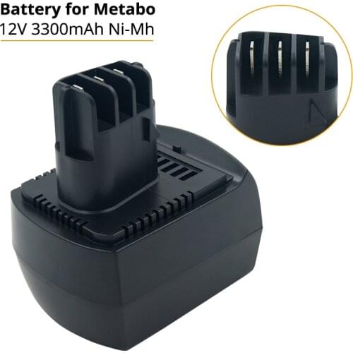 12V 3.3Ah Ni-MH Battery Replacement for Metabo BS12SP BSZ12 BSZ12 Premium BZ12SP BSZ12 Impuls ULA9.6-18 D-72622 Power Tools