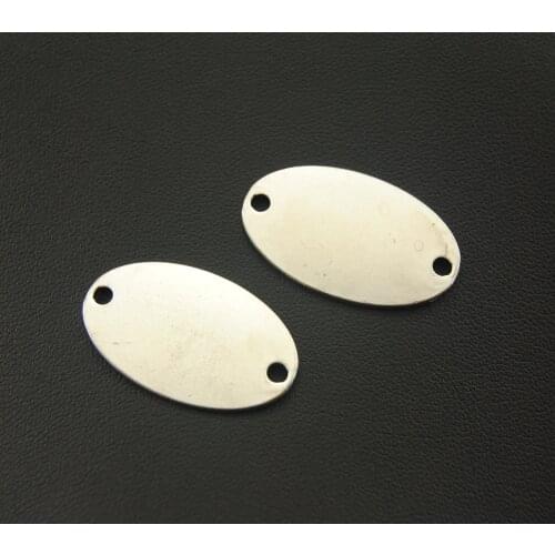 5 Pcs Silver Color Blank Plates Hand Stamping Tags Connector Jewelry Findings Components Charms A1017