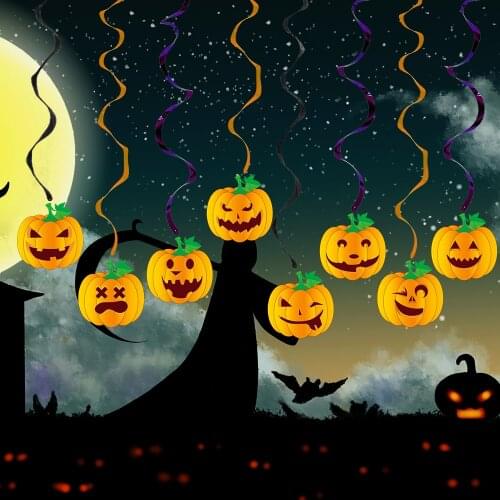 Halloween Hanging Swirl pull flag Decorations DIY Spiral Ornaments for Bat Skull Paper Birthday Halloween Party Decorations