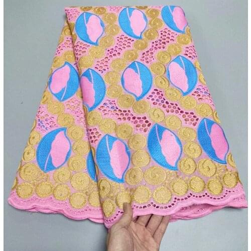 Party Q Latest2021 High Quality African Embroidery Swiss French Lace Fabric Prom Dresses Wedding 2.5Yards Pure Cotton