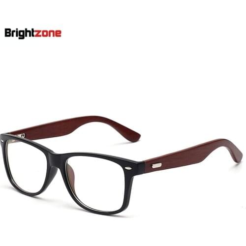 Brightzone Vintage Wooden Arms Big Face Size Men Women Optical Eyeglasses Eyewear Glasses Spectacles Prescription RX-able Frame