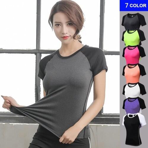 Female Yoga Shirts Patchwork Tops Women Running Tights Fitness Training T Shirt Workout Sportswear Quick Dry Jerseys Sweatshirts