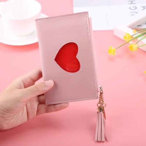 Womens wallet Fashion Women PU Leather Wallet Multi Layers Card Holder Casual Ladies Love Tassel Zipper Mini Handbags Purse
