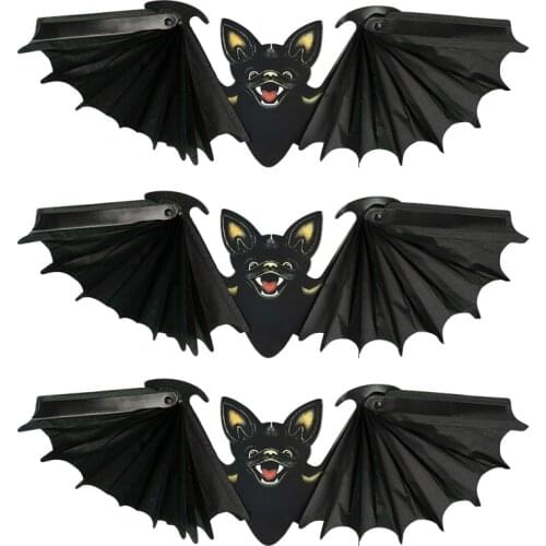 1/2Pcs Halloween Bat Horror Black Bats Pendants For Home Hanging Decor Haunted House Bar Halloween Party Decor Props Wall Decal