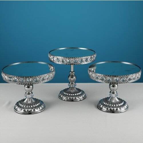 1-3pcs Silver cake stand Wedding Dessert Tray Cake Stand Cupcake Pan cake display table decoration Party mirror stand
