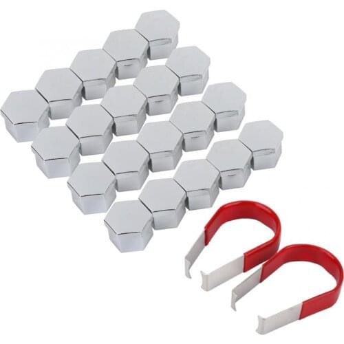 20Pcs 17mm Wheel Lug Nut Bolt Hub Screw Silver Cover Tyre Protective Cap Decor CenterCovers Bolt with Removal