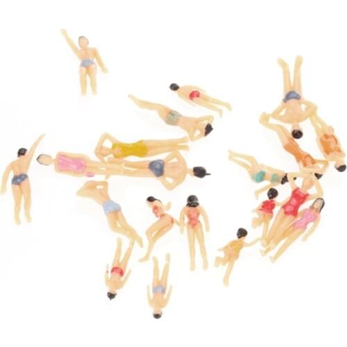 20Pcs/Pack Plastic Assorted 1:75 Painted Model Beach Sea Swimmer Swimming People Figures Model Train Layout Landscape Toys