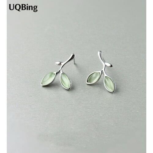 2018 Free Shipping Fashion Leaves Stud Earrings 925 Sterling Silver Stud Earrings Jewelry Pendientes Brincos
