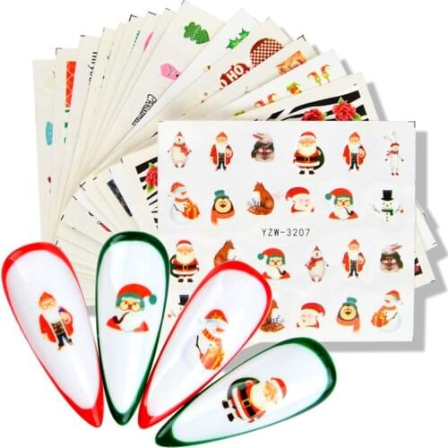 2021 Christmas New Year Pattern Nail Stickers Bells Elk Snowflake Adhesive Sliders Colorful Nail Art Stickers DIY Decal