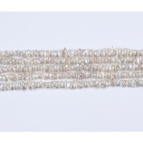 5-6mm White Keshi Shape Freshwater Pearls Centre Drilled Pearl strand