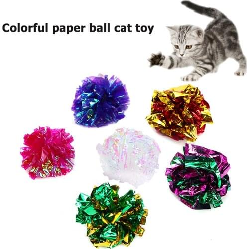 6/12/24pcs Cat Toy Cat Scratching Interactive Playing Toys Pet Supplies Colorful Crinkle Paper Ball Rustle Sound Shiny Bolls