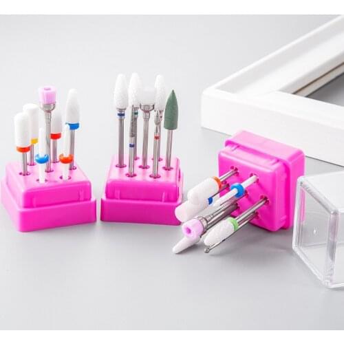 Ceramic Nail Drill Bits Set 7PCS Cuticle Nails File Bit For Nail Electric Drilling Machine Bits Set Of Ceramic Bits 3/32" (#1-8)