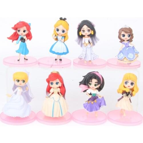 8PCS Disney Cartoon Frozen Mermaid Princess Decoration Cute Girl Gift Cake Decoration Happy Birthday Cake Topper Cupcake Toppers