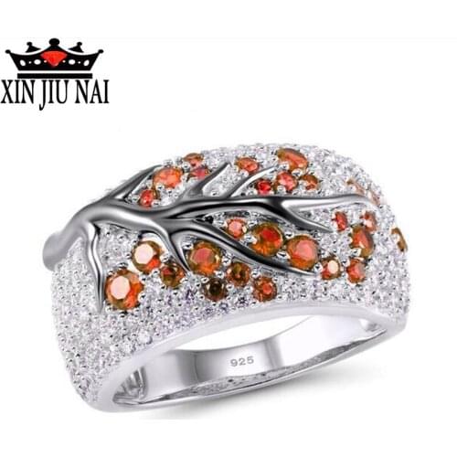 American and European Trend Tree Branches and Flowers Covered with Zircon Female Woman Ring Female Model Top Jewelry Rhod