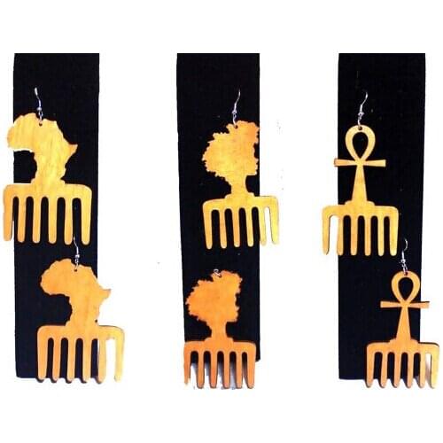 Free Shipping! Newest Africa Comb Wood Earrings