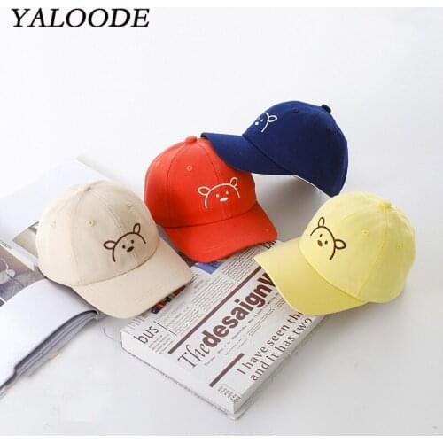 YALOODE Baby Hat 2020 Spring Summer Cotton Baby Girl Boy Caps Cartoon Bear Kids Baseball Hip Hop Caps Casual Outdoor Sports Hats