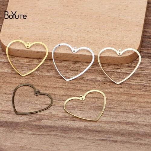 BoYuTe (100 Pieces/Lot) 30MM Metal Brass Heart Charms Connector Diy Hand Made Jewelry Findings Components