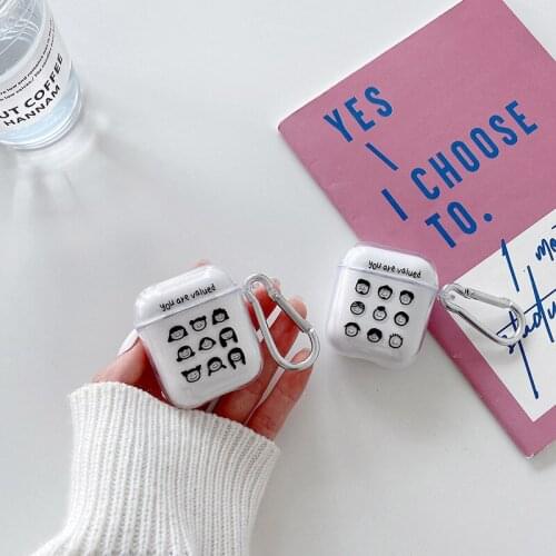 Earphone Case For AirPods Cartoon Avatar Transparent Earphone Cover For AirPods 2 3 AirPods Pro Soft TPU Protect Shell with Hook