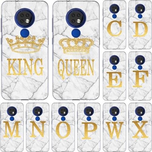 Phone Case For Nokia 7.2 6.2 4.2 3.2 2.2 2V 2.1 3.1C White Marble Golden English Letter FashionName Back Cover Shell Fundas