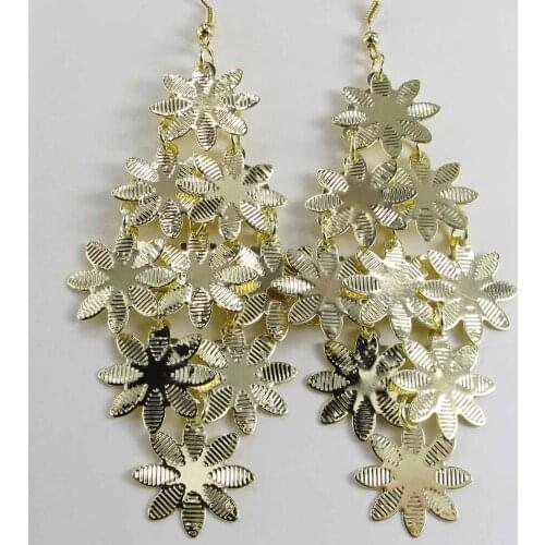 Design Lady Bib Statement clear crystal long Ear Studs gold filled earring hot e29