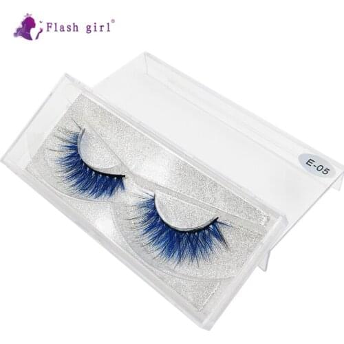 Flash Girl New 1 Pair Colorful Eyelashes E-05 Thick Handmade Makeup Extension Natural Soft Fake Eye Lashes