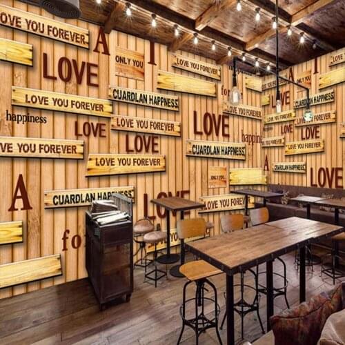 Photo wallpaper Europe the United States Wooden alphabet mural bar KTV background wall mural restaurant wallpaper