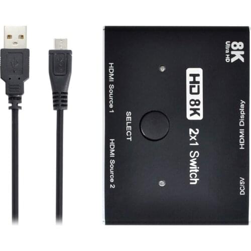 Jimier HDMI Ultra-HD Converter 8K@60hz Compatible 2.1 Switch 2-IN-1-OUT UHD Hub Support HDCP SST Extended 4K@60hz