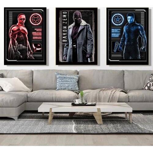 Marvel Superhero Canvas Painting Eagle and Soldier Winter Wall Art Posters and Prints Pictures Bedroom Home Decoration Painting