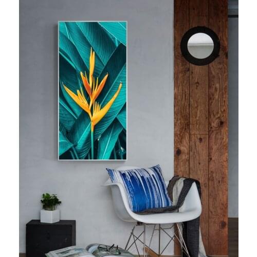 Nordic Green Leaf Yellow Flower Canvas Painting Plants Wall Art Pictures For Living Room Home Decor Modern Posters And Prints