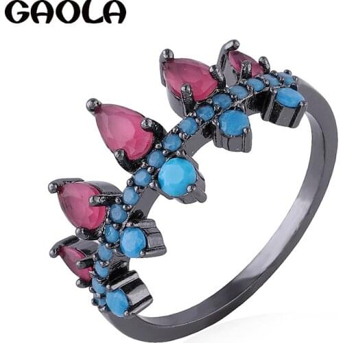 GAOLA Hot Special Design Cubic Zirconia Olive Branch Shaped Rings Copper Base Band Ring For Women J1826