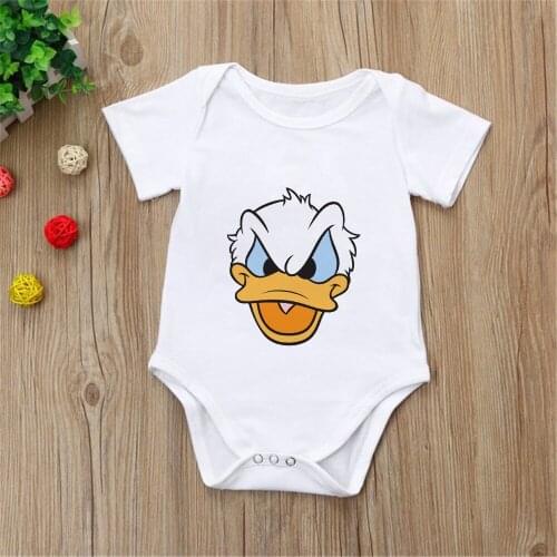 Newborn Summer Rompers Short Sleeve White Solid Donald Duck Disney Baby Boys Girls Clothes Infant Bodysuit Toddler Onesie