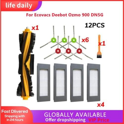 Robot Vacuum Main Side Brush Filter Kit For Ecovacs Deebot Ozmo 900 DN5G Household Cleaning Replace