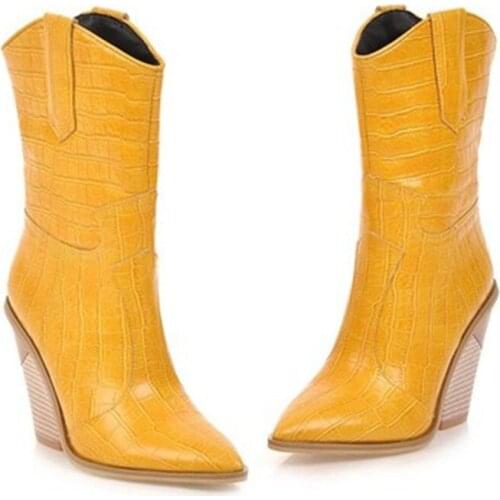 Cowboy Ankle Boots for Women Wedge High Heel Boots chunky Snake Print Western Cowgirl Boots Fashion Martin boots