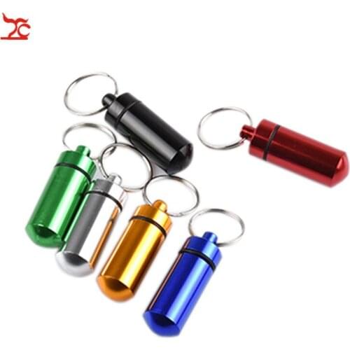 Mini medicine bottle box sealed metal pill box aluminum storage box container waterproof aluminum alloy key ring storage box